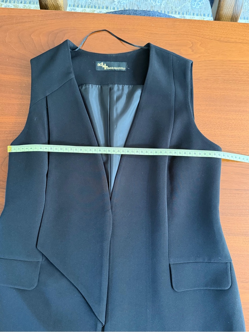 ADL Black Sleeveless Draped Long Vest-Size M - Picture 9 of 10